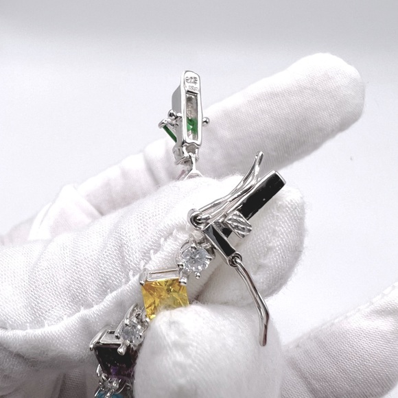 Sterling Silver 7” Multi Color CZ Bracelet - Picture 4 of 17